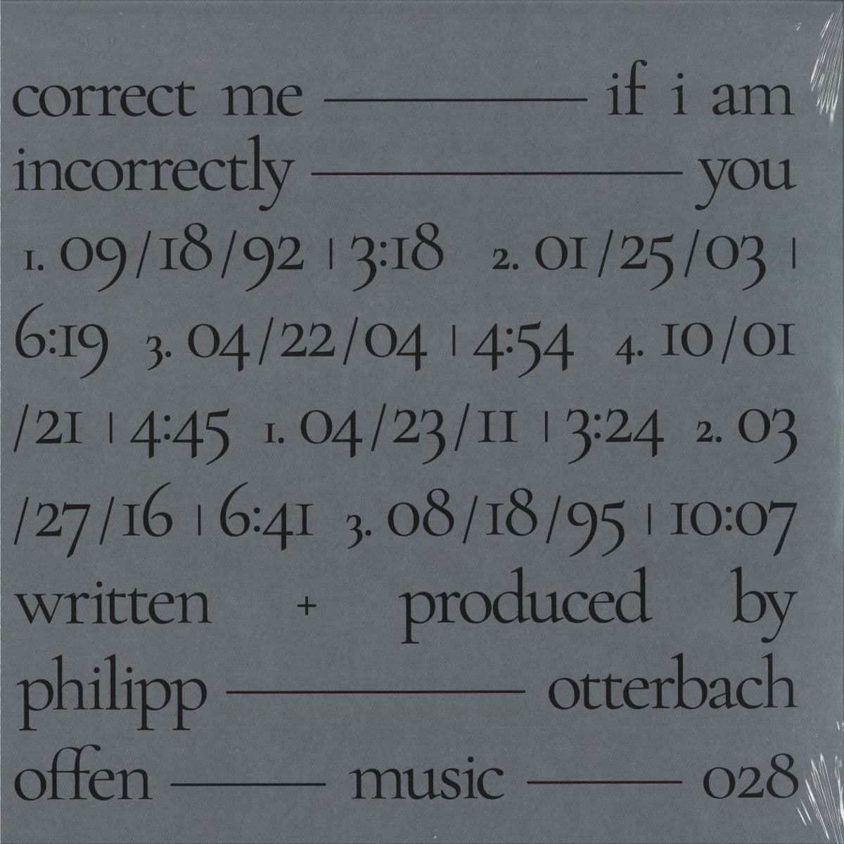 CORRECT ME IF I AM INCORRECTLY YOU LP